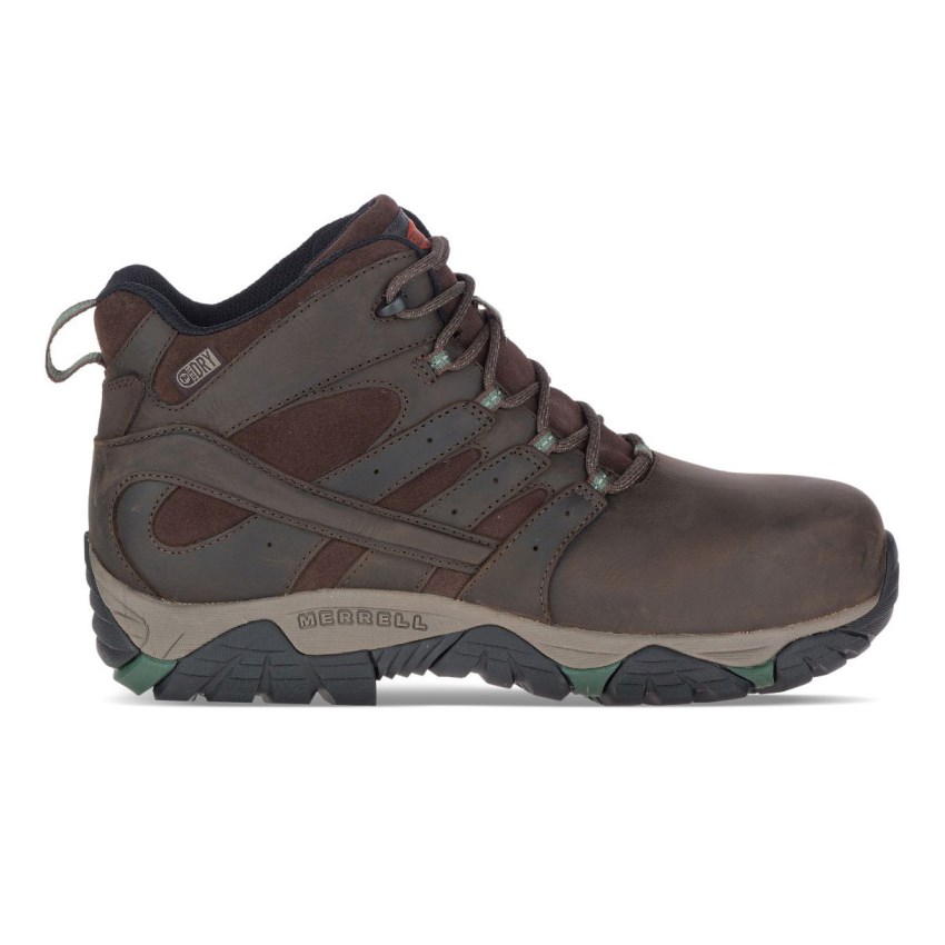 Bottes de Securite Merrell Moab Vertex Mid Leather Waterproof Comp Toe Marron Foncé Homme | N.X.ARZQ